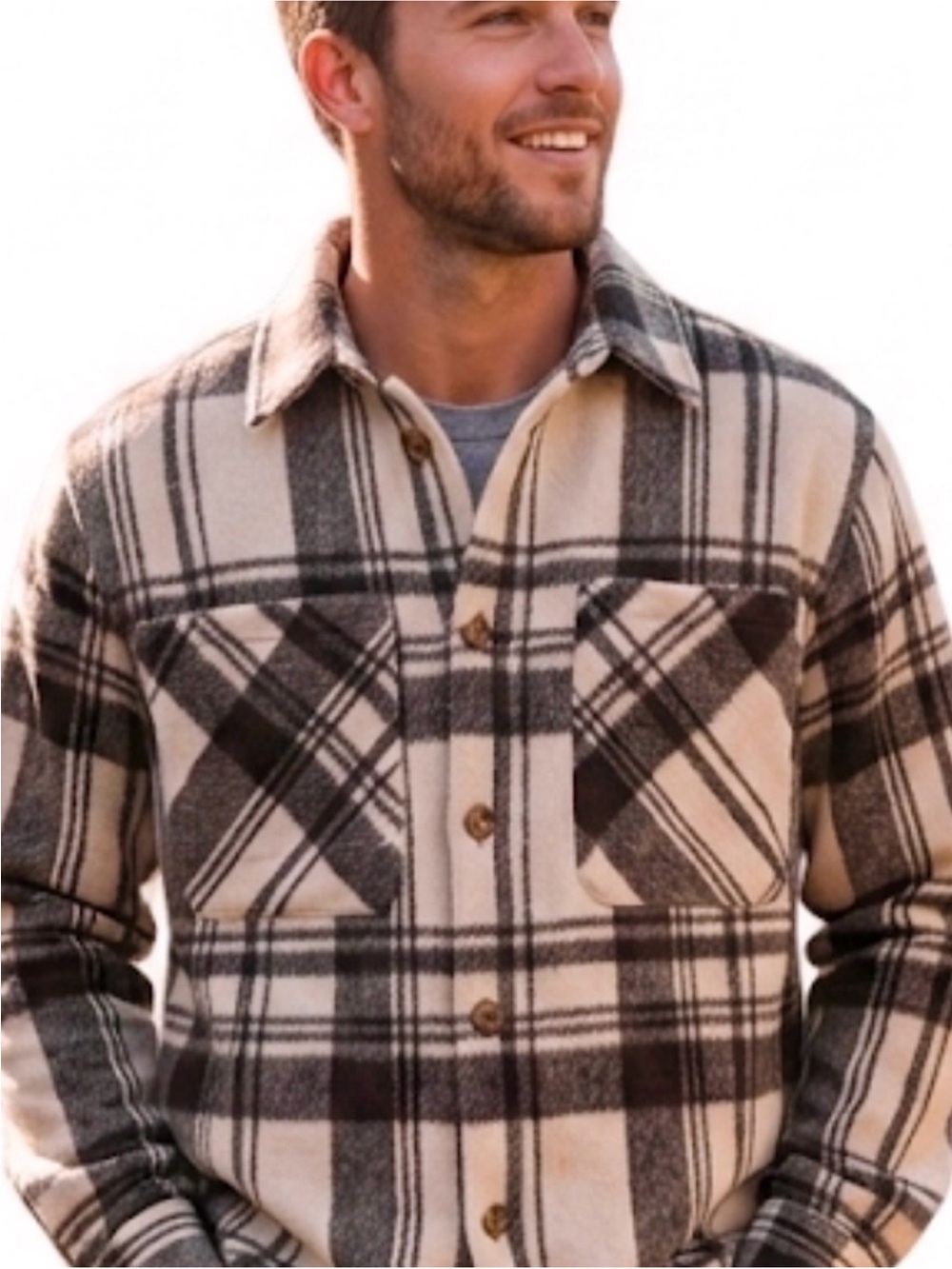 NWT Urban Man Men's Plaid Soft Button-Up Shacket with
FULL LOWER BACK
COVERAGE